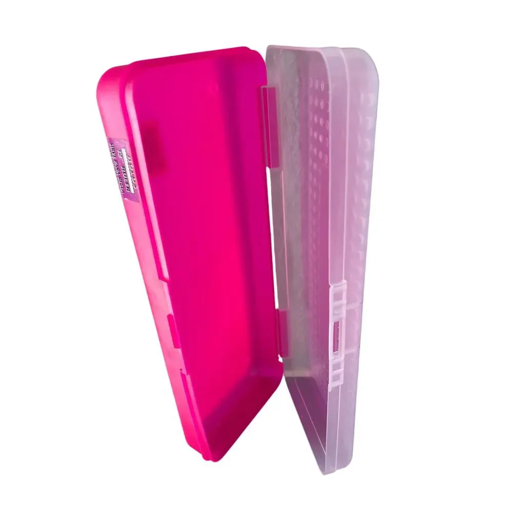 Vintage 1990s SpaceMaker Pink Plastic Pencil Box School Supply Storage Case